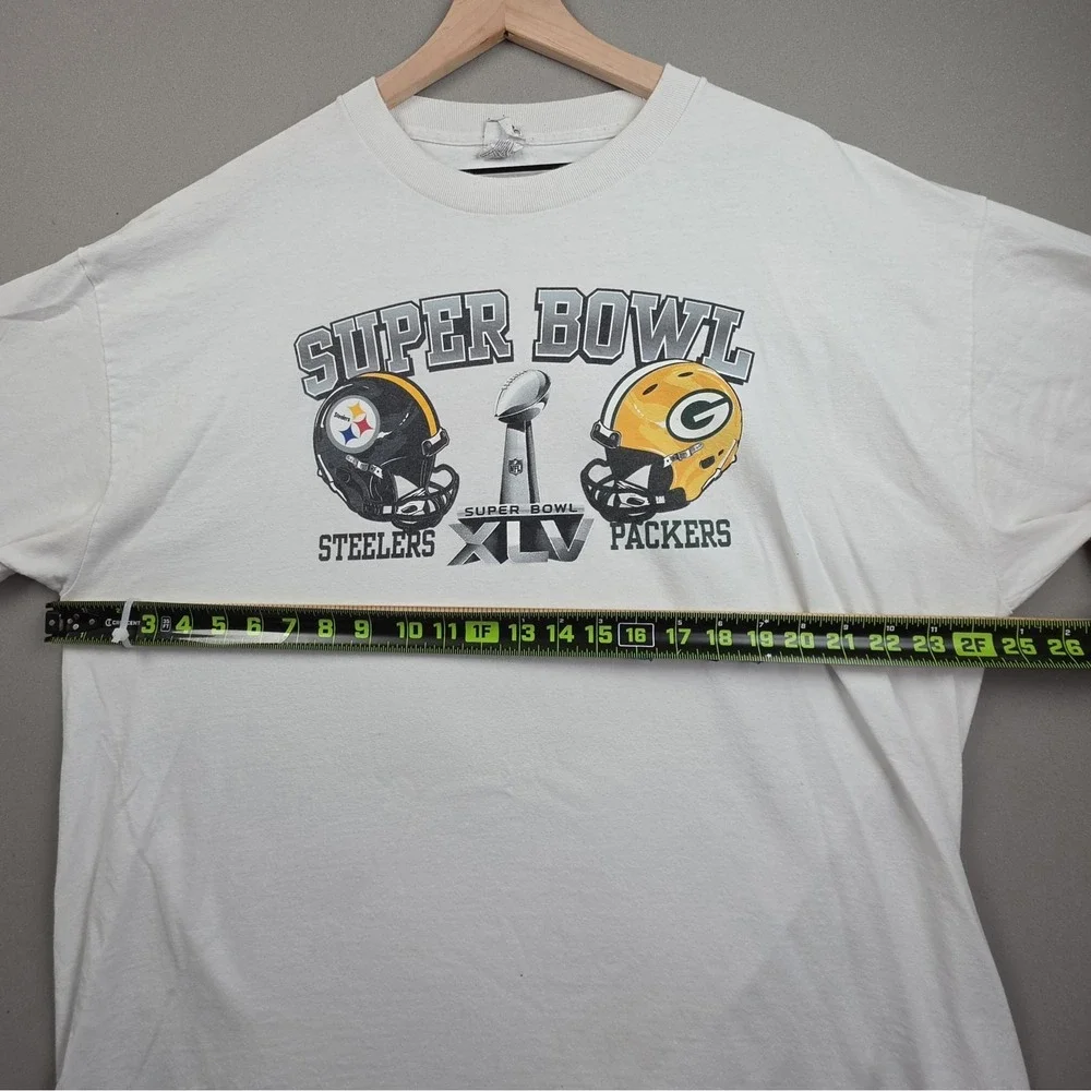 Super Bowl XLV Steelers Packers Football 2011 NFL Mens 2XL White Graphic T-Shirt